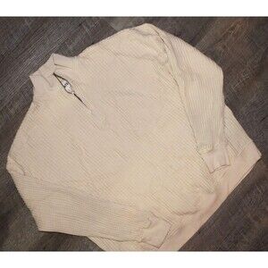 Mate the Label Organic Waffle Half-Zip Sweatshirt NATURAL NWT SZ M $148